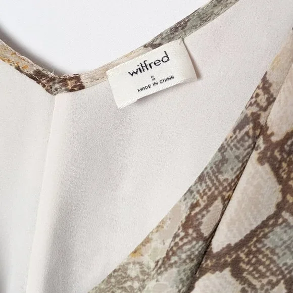 ❌SOLD ❌WILFRED Beaune Dress Pleated Wrap Midi Dress White Snake Print Small - Picture 10 of 11